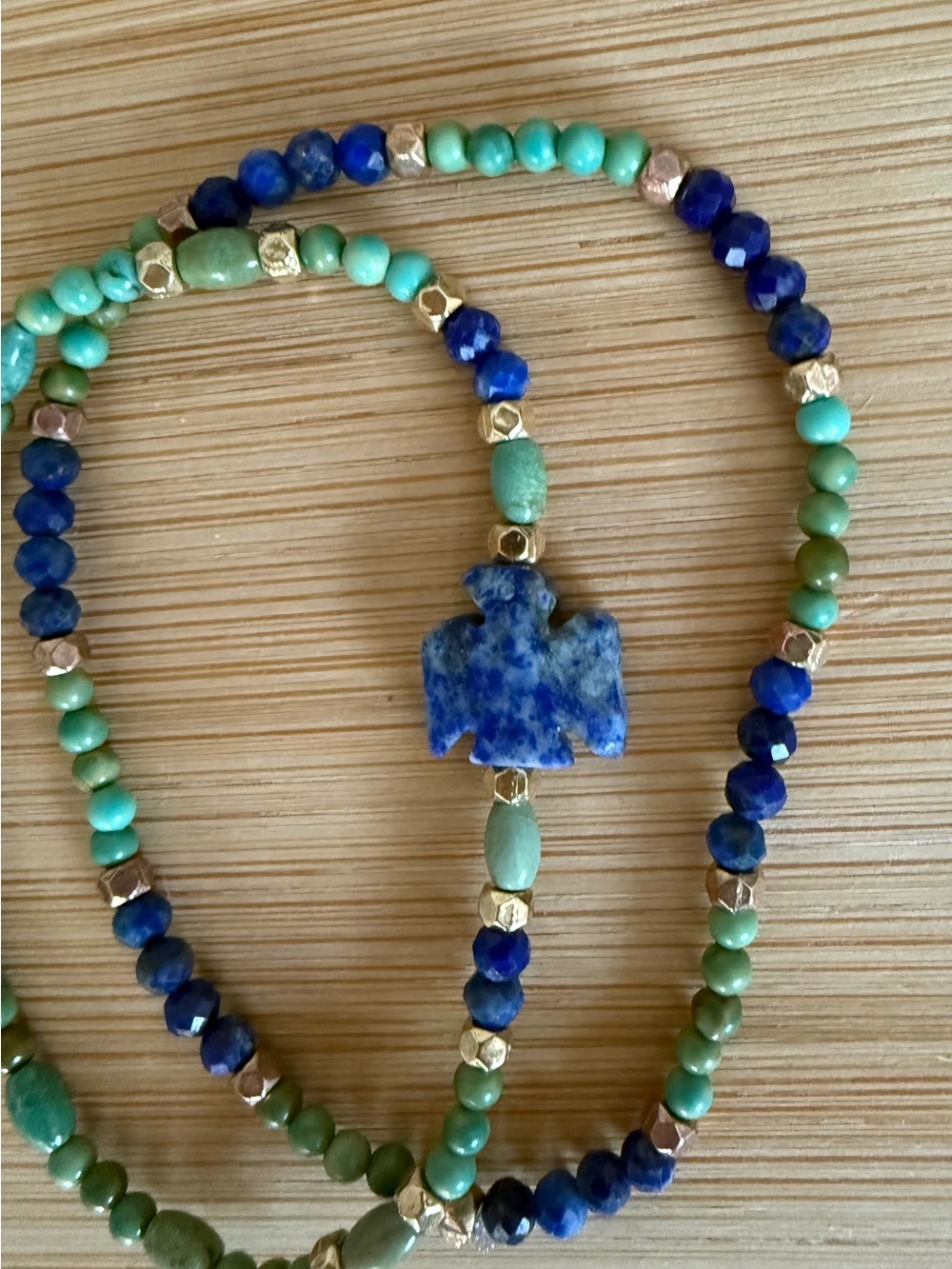 turquoise, lapis thunder bird gemstone bracelets set